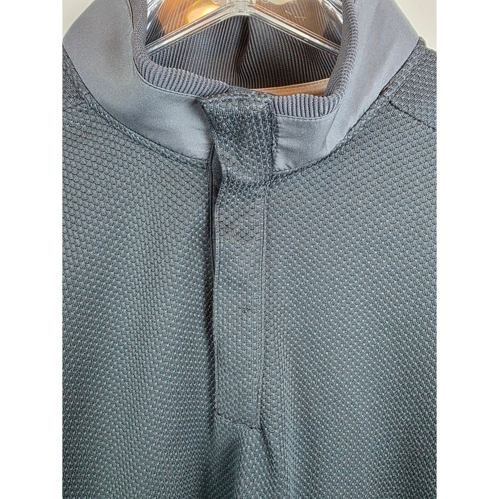 Under Armour Golf Coldgear  Black‎ Men L 1/4 Snap Waffle Knit Sweater Loose Fit - Picture 3 of 12